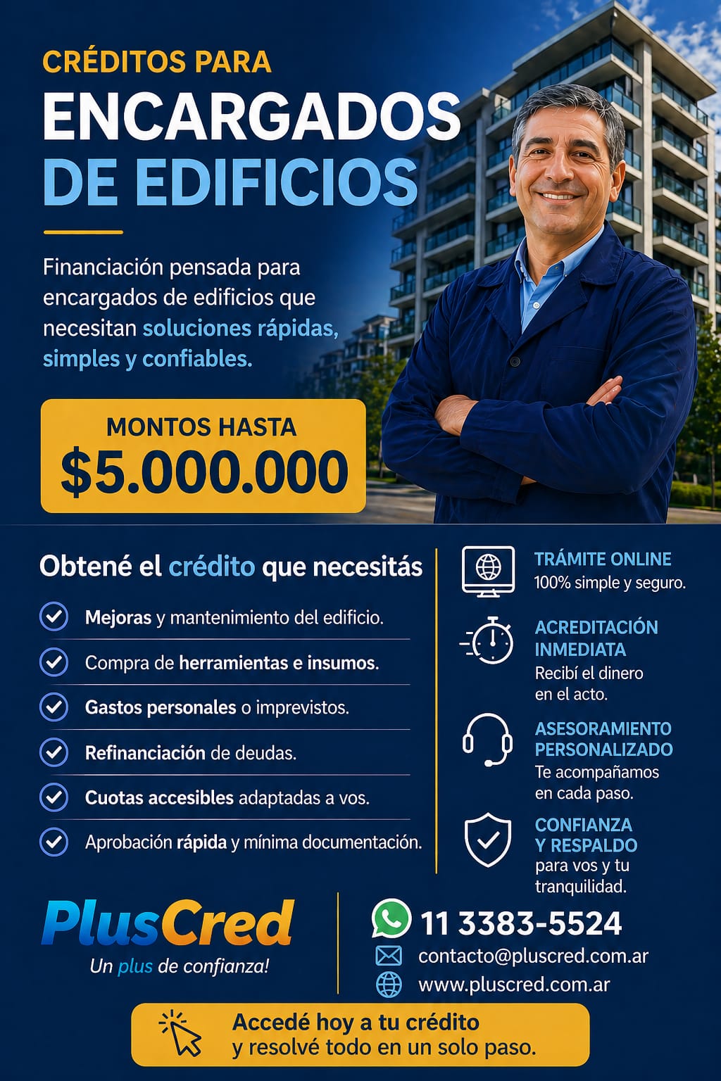 Créditos para Encargados de Edificios hasta $5 millones - PlusCred